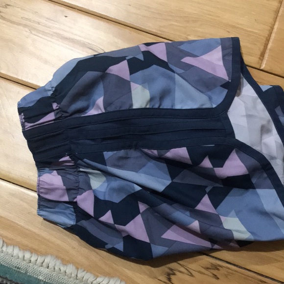 ADIDAS Geometric Running Athletic Workout Shorts XS Navy Blue Purple Grey - Picture 5 of 11